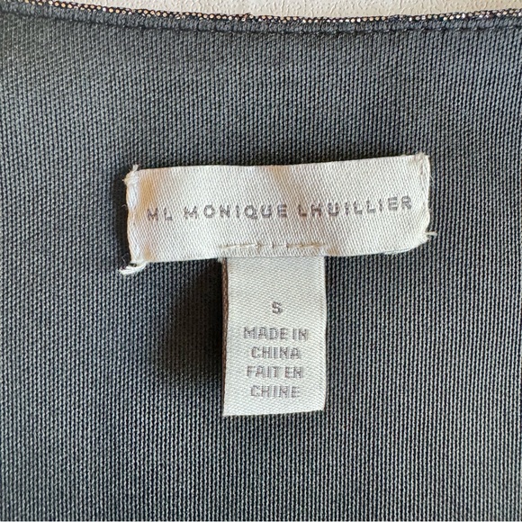 ML Monique Lhuillier Metallic Blouse Silver Small - Picture 9 of 15